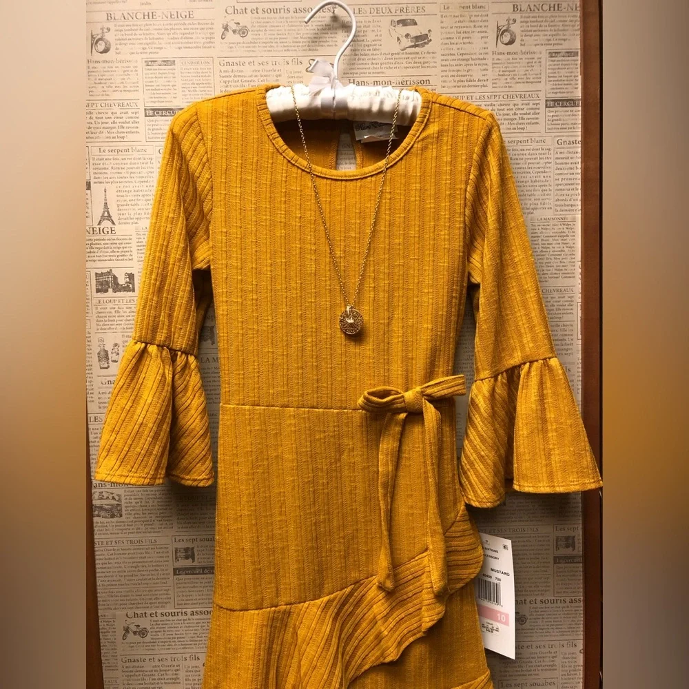 NWT! Girl’s Dress; Rare Editions; Necklace Accessory; Skirt Panels; Keyhole Back - Picture 2 of 9